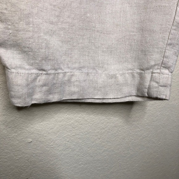 Talbots 100% Linen Drawstring Pants Women's 16P Beige Cropped Relaxed Fit Casual - Picture 8 of 16